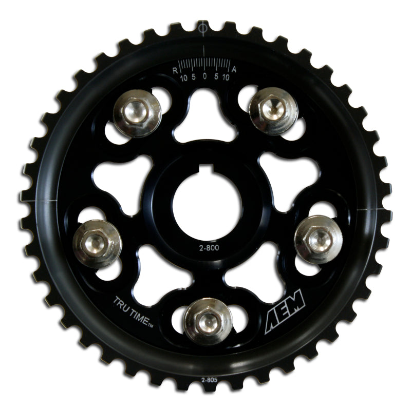 AEM Electronics Tru-Time Cam Gear Black 5-Bolt Honda H22A1 & H22A4 23-801BK Photo - Primary