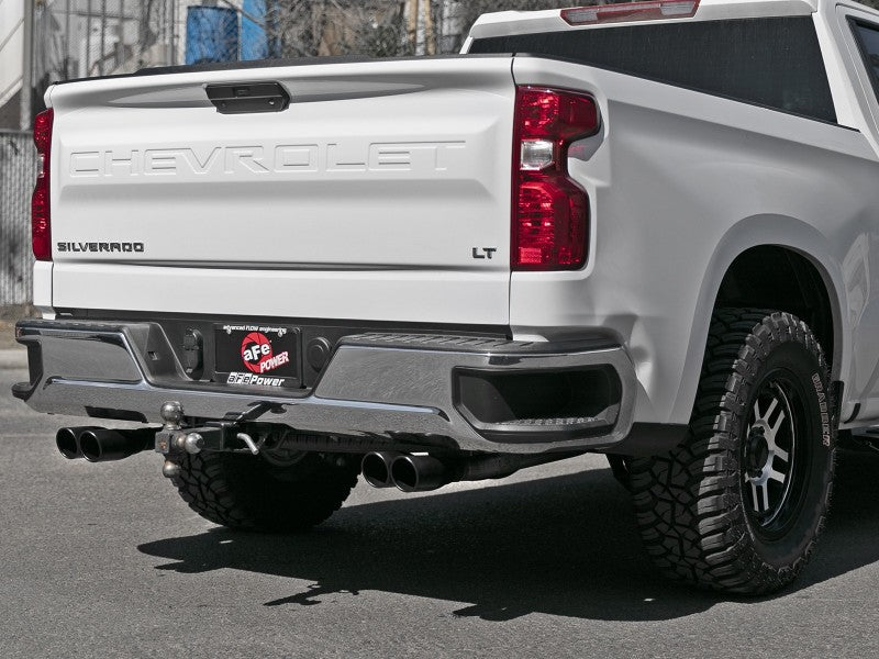 aFe Gemini XV 3in 304 SS Cat-Back Exhaust w/ Cutout 19-21 GM Silverado/Sierra 1500 V8- w/ Black Tips 49-34139-B 49-34139-B Photo - Mounted
