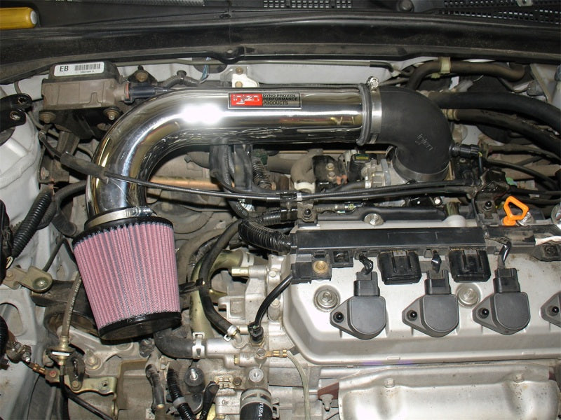 Injen Polished Short Ram Intake 01-04 Civic Dx Lx Ex Hx IS1565P Photo - Mounted