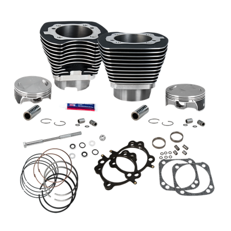 S&S Cycle 07-16 BT 124in Standard Compression 4-1/8in Big Bore Kit - Wrinkle Black 910-0338