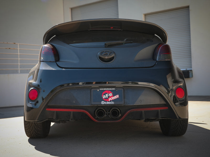 aFe Takeda 2-1/2in to 3in  SS-304 Cat-Back Exhaust w/ C/F Tips 13-17 Hyundai Veloster L4-1.6L 49-37018-C 49-37018-C Photo - Mounted