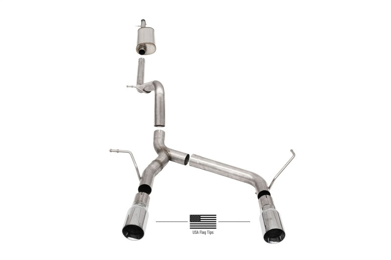 Corsa 07-18 Jeep Wrangler JKU 3.6L/3.8L 2.75in Sport Cat-Back Exhaust w/ 4in American Flag Tips 21122USA 21122USA Photo - Primary