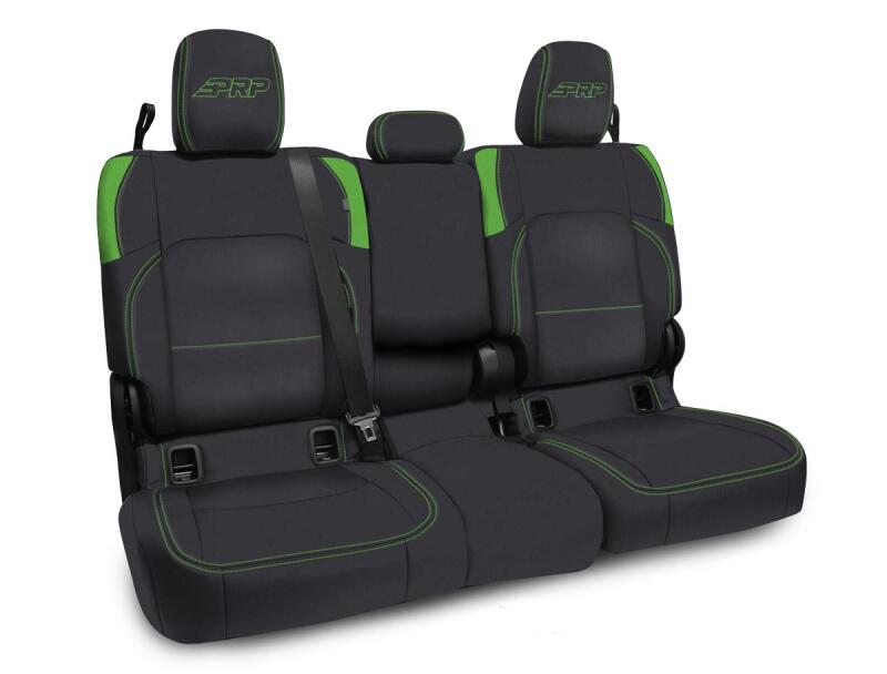 PRP Seats PRP Jeep Wrangler JT Rear Bench Covers - with Armrest - Black/Green B056-06 B056-06 Photo - Primary