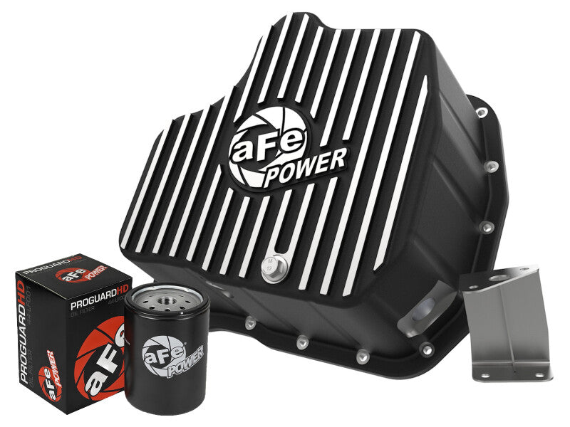 aFe 011-16 GM Diesel Trucks V8-6.6L LML Engine Oil Pan Black POWER Pro Series w/ Machined Fins 46-71080B 46-71080B Photo - Primary