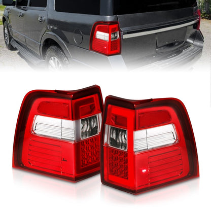 ANZO 07-17 For Expedition LED Taillights w/ Light Bar Chrome Housing Red/Clear Lens 311410 311410 Photo - Primary