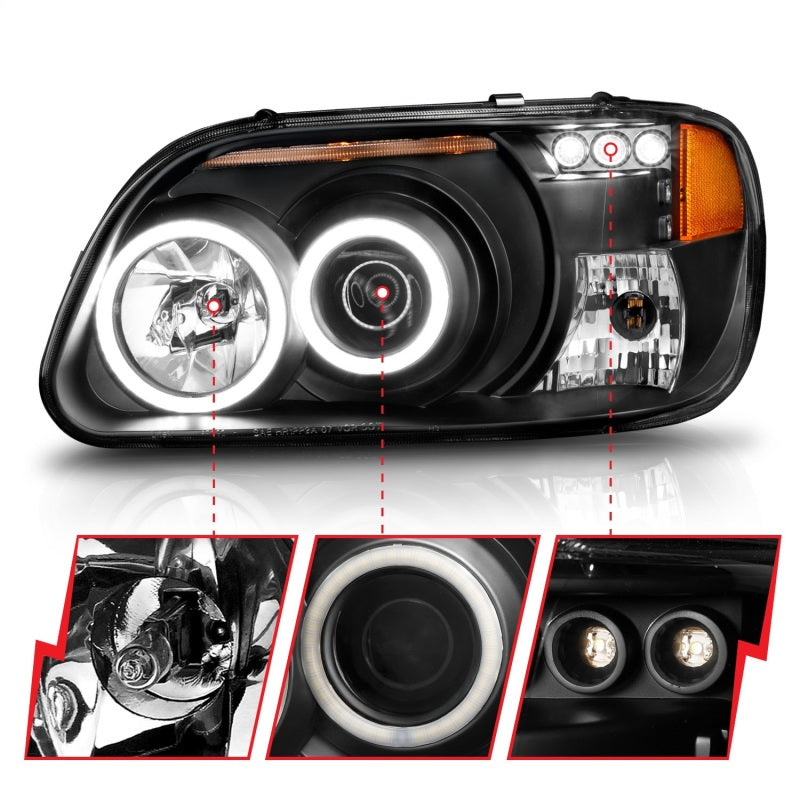 Anzo 1995-2001 Ford Explorer Projector Headlights w/ Halo Black 1 pc 111132 Photo - Unmounted