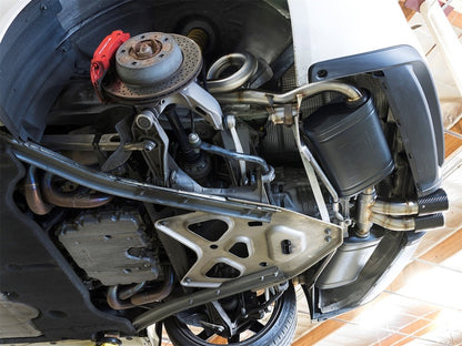 aFe MACHForce-Xp 2in 304 SS Cat-Back Exhaust w/Carbon Fiber Tips 13-16 Porsche Boxster 2.7L/3.4L 49-36415-C 49-36415-C Photo - Mounted