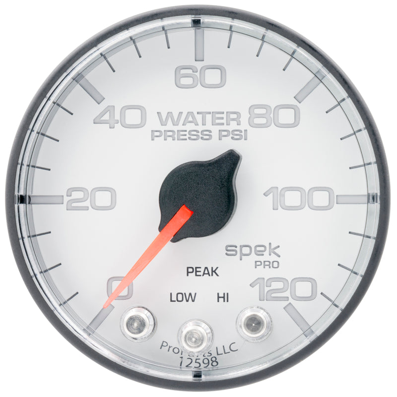 Autometer Gauge, Water Press, 2 1/16", 120Psi, Stepper Motor W/Peak & Warn, Wht P345128 User 1