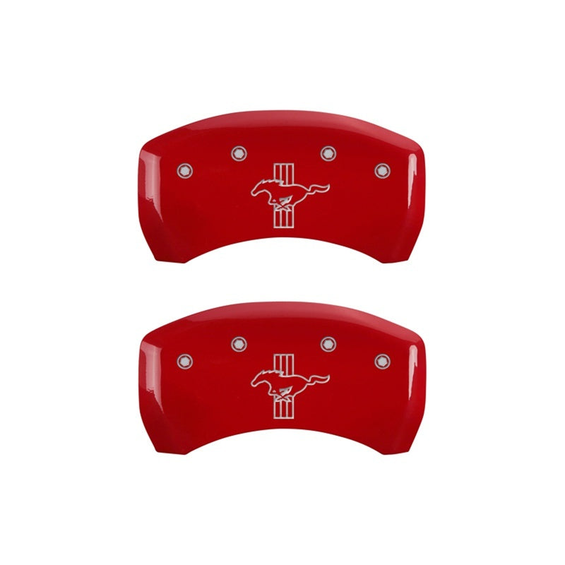 MGP Rear set 2 Caliper Covers Engraved Rear S197/Bar & Pony Red finish silver ch 10010RMB1RD 10010RMB1RD Photo - Primary
