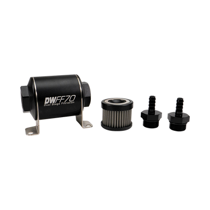 DeatschWerks 5/16 in, 10 micron, 70mm In-line fuel filter kit