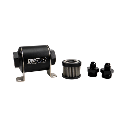 DeatschWerks 6AN, 40 micron, 70mm In-line fuel filter kit