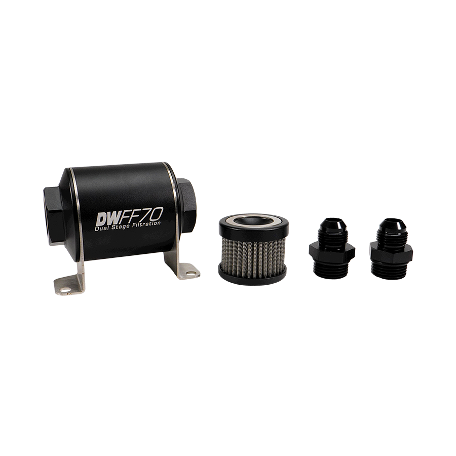 DeatschWerks 8AN, 40 micron, 70mm In-line fuel filter kit