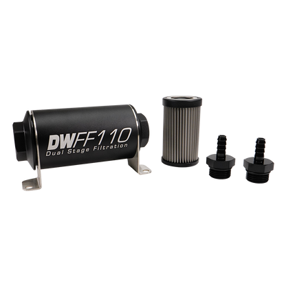 DeatschWerks 5/16 in, 5 micron, 110mm In-line fuel filter kit