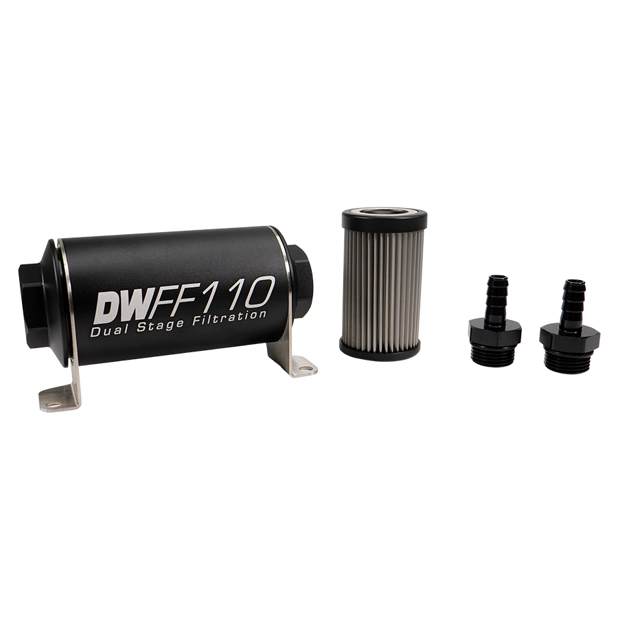 DeatschWerks 3/8 in, 10 micron, 110mm In-line fuel filter kit