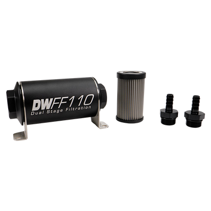 DeatschWerks 3/8 in, 10 micron, 110mm In-line fuel filter kit