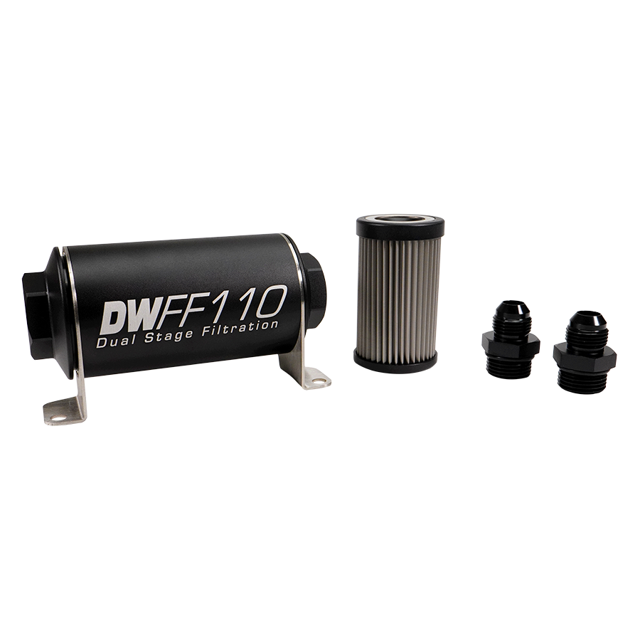 DeatschWerks 8AN, 40 micron, 110mm In-line fuel filter kit