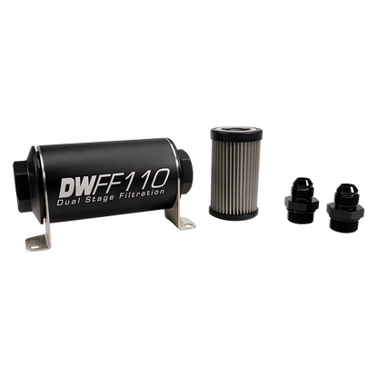 DeatschWerks 8AN, 40 micron, 110mm In-line fuel filter kit