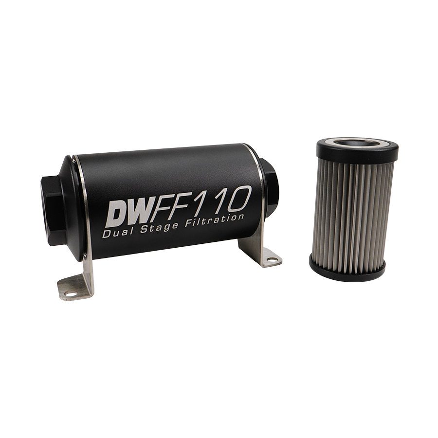 DeatschWerks 10AN Female, 40 micron, 110mm In-line fuel filter kit