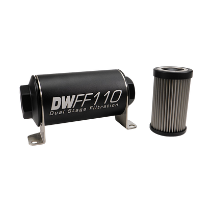 DeatschWerks 10AN Female, 40 micron, 110mm In-line fuel filter kit