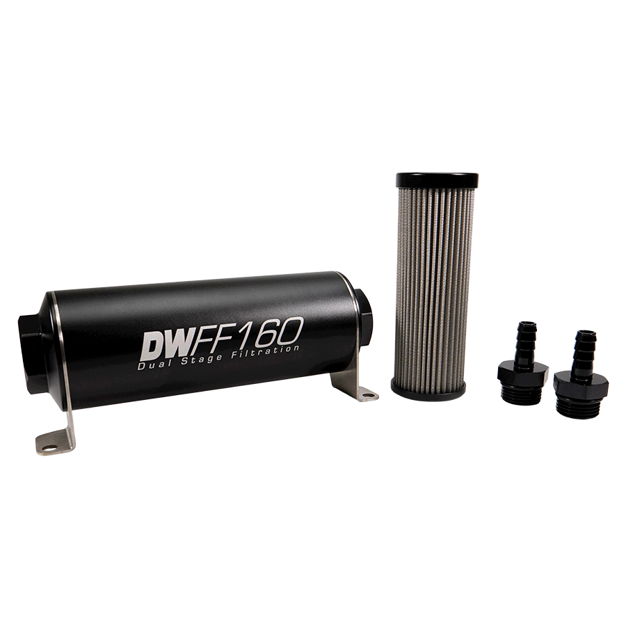 DeatschWerks 3/8 in, 5 micron, 160mm In-line fuel filter kit