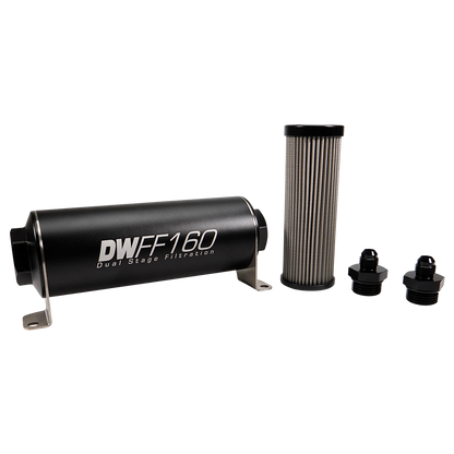 DeatschWerks 6AN, 5 micron, 160mm In-line fuel filter kit