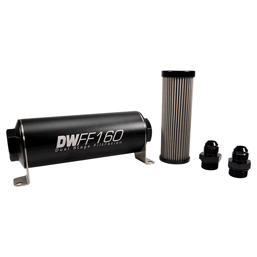 DeatschWerks 8AN, 5 micron, 160mm In-line fuel filter kit