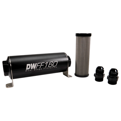 DeatschWerks 10AN, 40 micron, 160mm In-line fuel filter kit