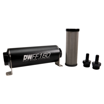 DeatschWerks 3/8 in, 40 micron, 160mm In-line fuel filter kit