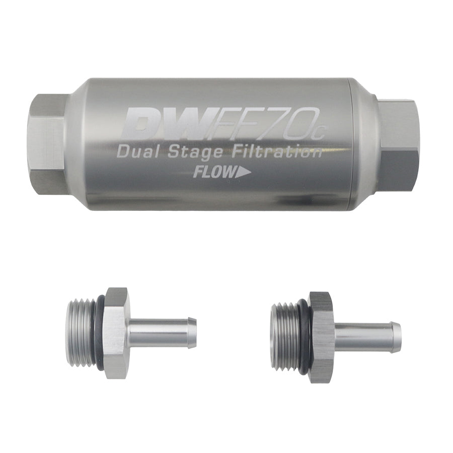 DeatschWerks 5/16 in, 10 micron, 70mm compact in-line fuel filter kit