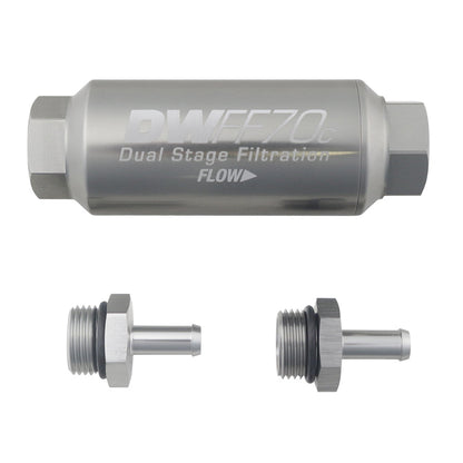 DeatschWerks 5/16 in, 10 micron, 70mm compact in-line fuel filter kit