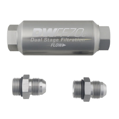 DeatschWerks 8AN, 10 micron, 70mm compact in-line fuel filter kit