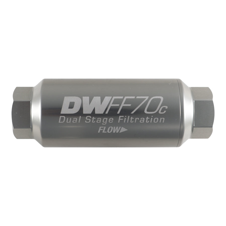 DeatschWerks 8AN ORB Female, 10 micron, 70mm Compact in-line fuel filter