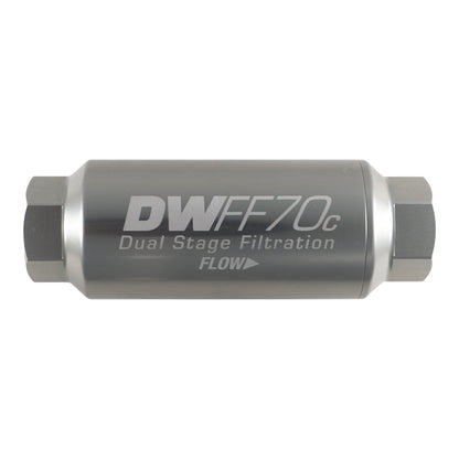 DeatschWerks 8AN ORB Female, 10 micron, 70mm Compact in-line fuel filter