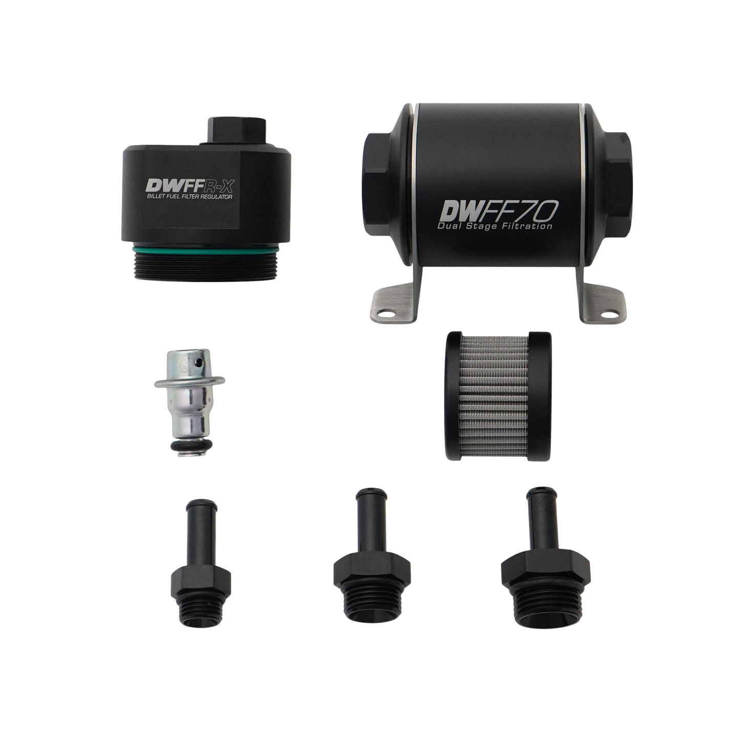DeatschWerks 70mm Billet Fuel Filter Regulator 10 Micron with 3/8in Fittings