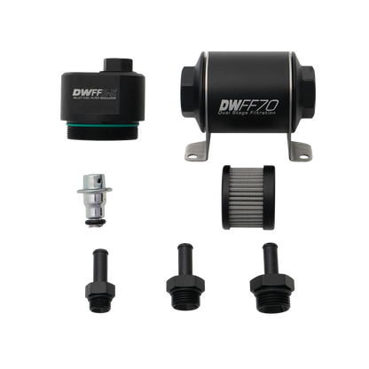 DeatschWerks 70mm Billet Fuel Filter Regulator 10 Micron with 3/8in Fittings