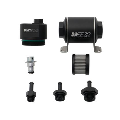DeatschWerks 70mm Billet Fuel Filter Regulator 10 Micron with 5/16in Fittings