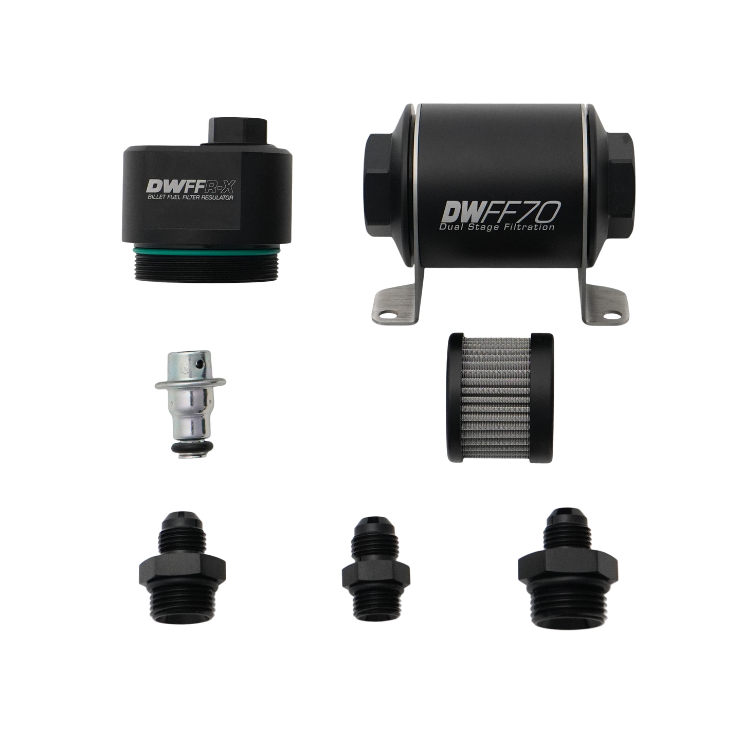 DeatschWerks 70mm Billet Fuel Filter Regulator 10 Micron with 6AN Fittings