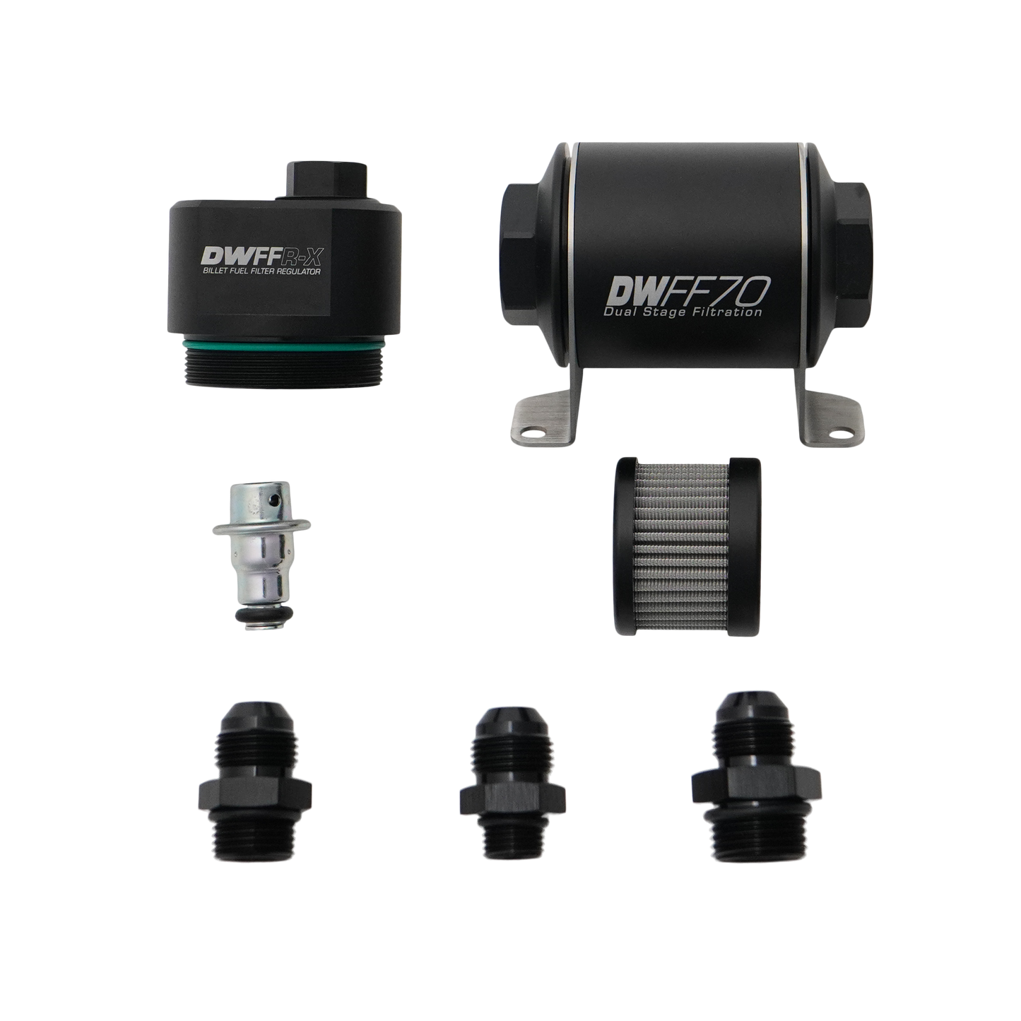 DeatschWerks 70mm Billet Fuel Filter Regulator 10 Micron with 8AN Fittings