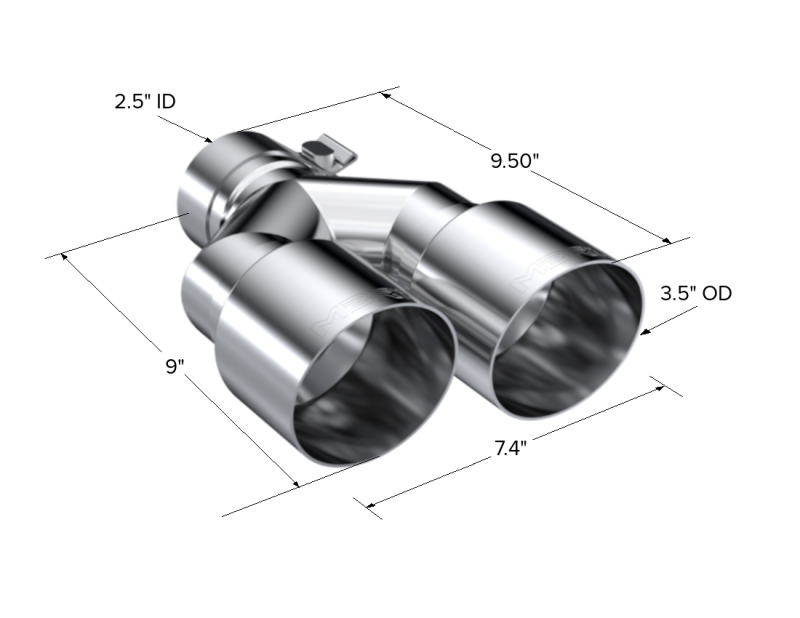 MBRP Universal T304 SS Dual Tip 3.5in OD/2.5in Inlet T5171 T5171 Photo - Close Up