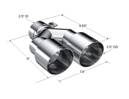 MBRP Universal T304 SS Dual Tip 3.5in OD/2.5in Inlet T5171 T5171 Photo - Close Up