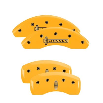 MGP 4 Caliper Covers Engraved Front Lincoln Rear Star Logo Yellow Finish Black Char 2011 Lincoln MKZ 36008SLC1YL 36008SLC1YL Photo - Primary