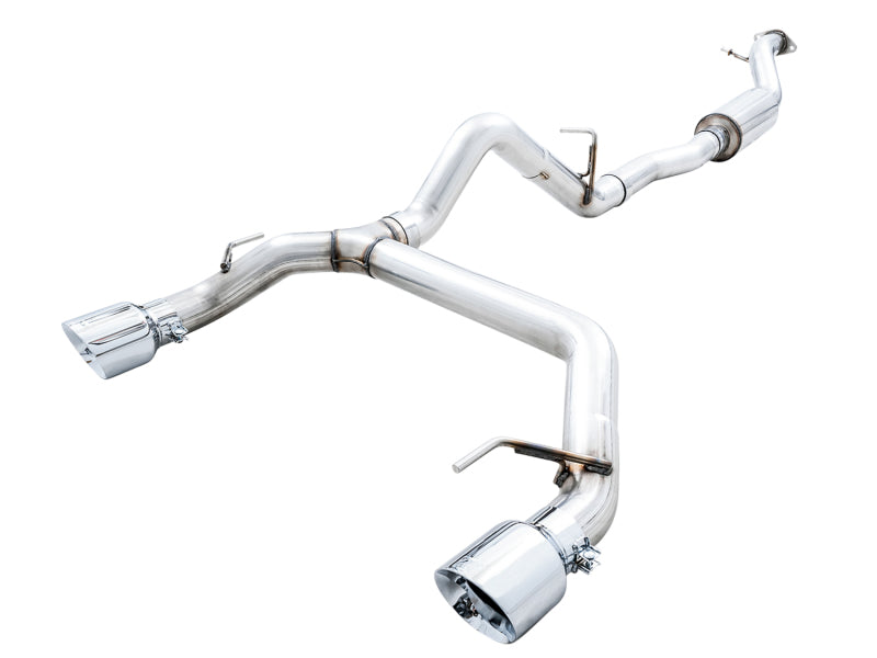 AWE Tuning 2021+ Ford Bronco 0FG Dual Rear Exit Exhaust w/Chrome Silver Tips & Bash Guard 3015-32456 3015-32456 Photo - Primary
