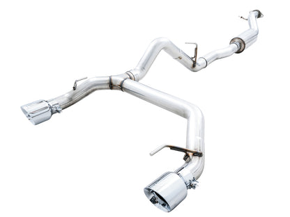 AWE Tuning 2021+ Ford Bronco 0FG Dual Rear Exit Exhaust w/Chrome Silver Tips & Bash Guard 3015-32456 3015-32456 Photo - Primary