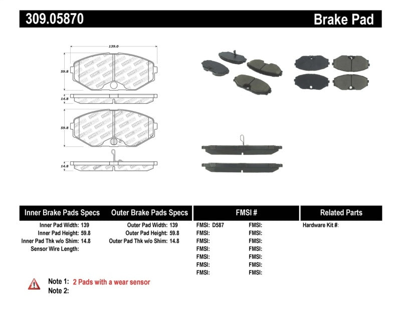 StopTech  Sport Brake Pads With Shims 309.05870 Photo - Primary
