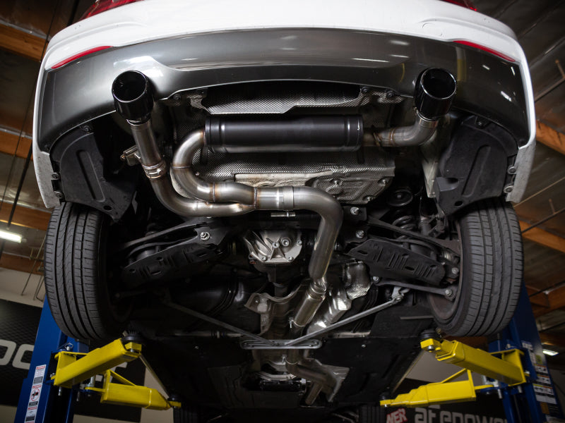 aFe MACHForce XP 3in to 2.5in 304 SS Cat-Back Exhaust w/ Polished Tips 14-16 BMW M235i 49-36347-P 49-36347-P Photo - Mounted