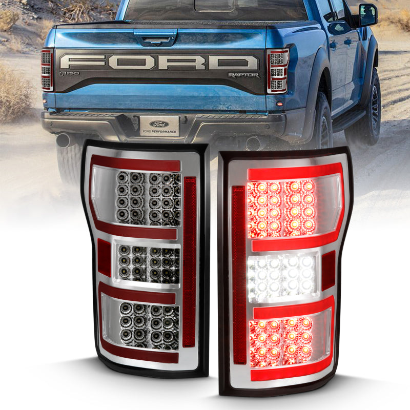 ANZO 2018-2019 Ford F-150 LED Taillight Chrome (Red Light Bar) (w/ Sequential) 311316 311316 Photo - lifestyle view