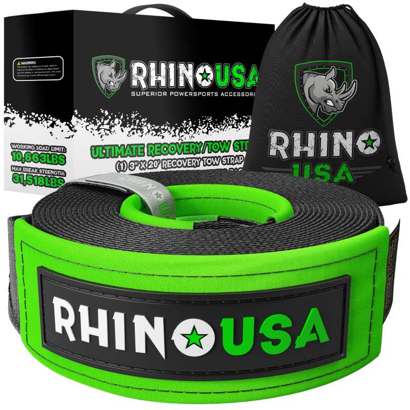 Rhino USA Recovery Tow Strap 3Inx30Ft (Black) TOWSTRAP-330 TOWSTRAP-330 Photo - Primary