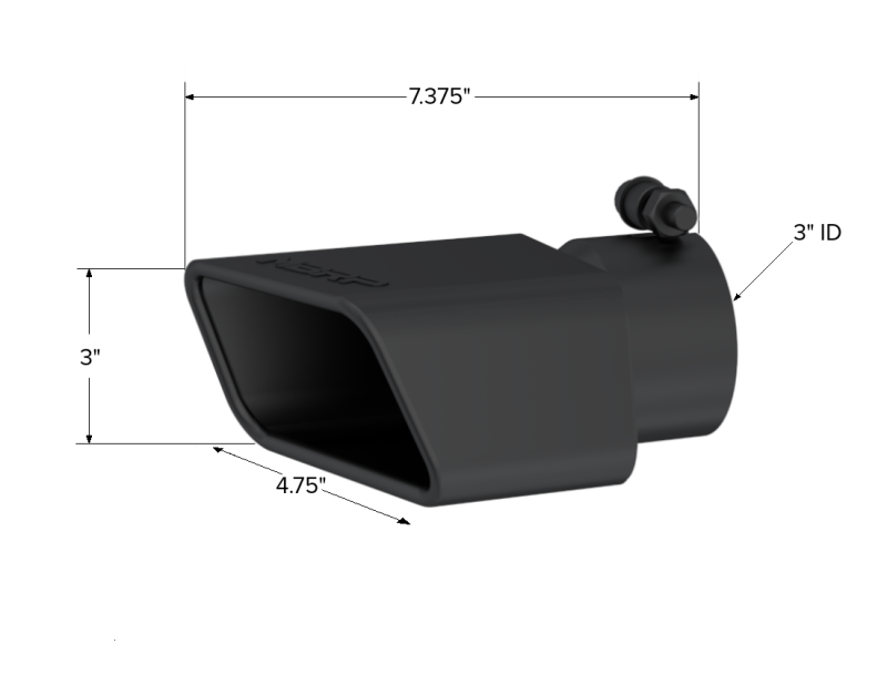 MBRP Universal Tip 4.75inx 3in Rectangle Angled Cut 3in O.D T5120BLK Photo - Close Up