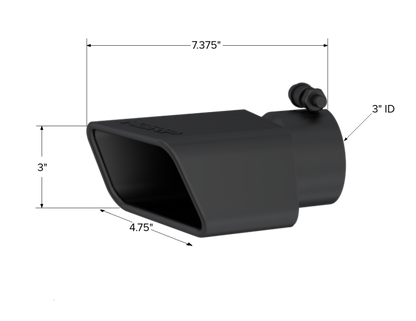 MBRP Universal Tip 4.75inx 3in Rectangle Angled Cut 3in O.D T5120BLK Photo - Close Up