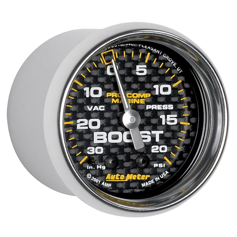 Autometer 2-1/16" Vacuum/Boost, 30 In Hg/20 Psi, Mechanical, Marine Carbon Fiber 200774-40 User 3